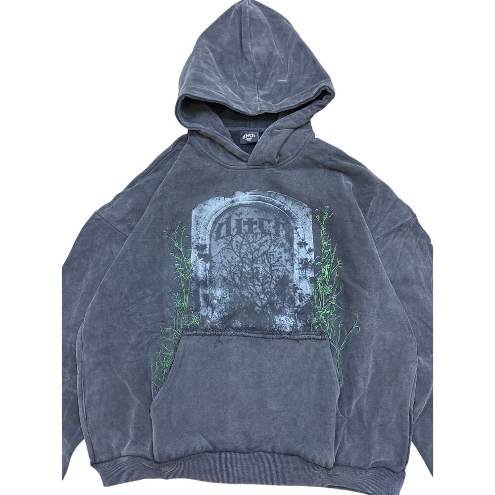Ditch Deadstock Hoodie NWT Coal Embroidered vine pullover OS XXL ships fast